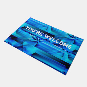 Nahtloses Grafikdesign - blau, schwarz I Fußmatte