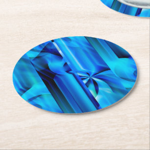 Nahtloses Grafikdesign - blau, schwarz I Runder Pappuntersetzer