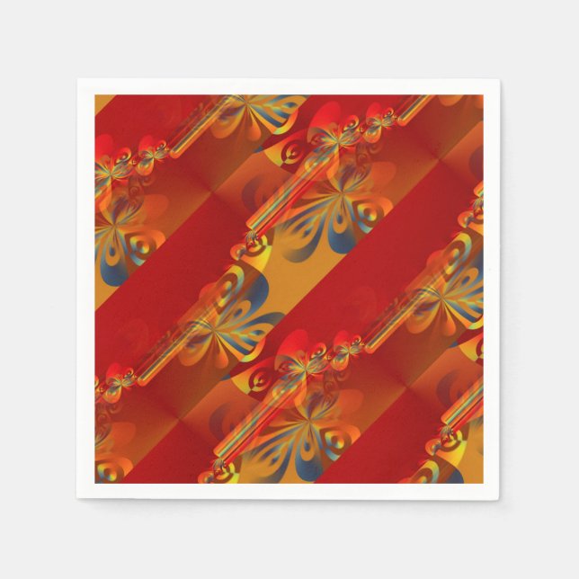 Nahtloses Grafikdesign - Rot orange I Serviette (Vorderseite)