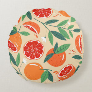 Nahtloses Grapefruitmuster. Modernes Design. Vinta Rundes Kissen