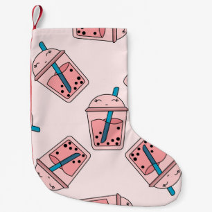 Nahtloses, helles Muster Bubble Tea Frucht Sommer Kleiner Weihnachtsstrumpf