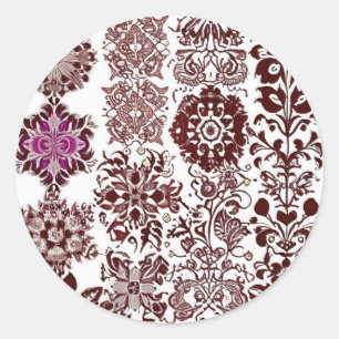 Nahtloses Henna Mehndi Design Runder Aufkleber