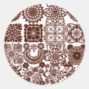 Nahtloses Henna Mehndi Design Runder Aufkleber