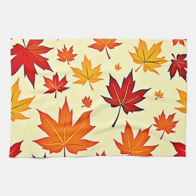 Nahtloses Herbstlaub-Design Geschirrtuch (Horizontal)