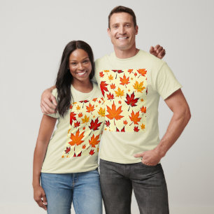 Nahtloses Herbstlaub-Design T-Shirt