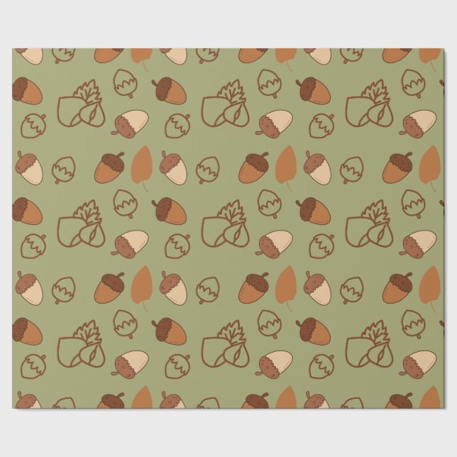 Nahtloses Herbstumpfpapier mit Hazelnussfreude Geschenkpapier (Saum)