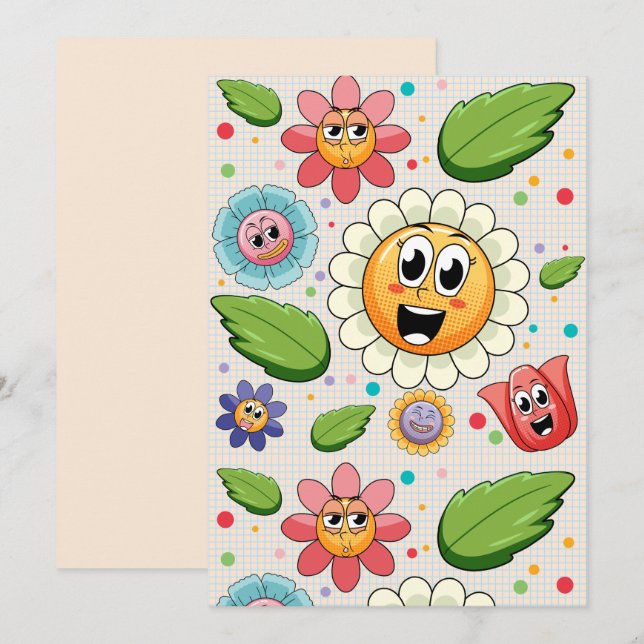 Nahtloses Hintergrunddesign mit bunten Blume Einladung (Vorne/Hinten)