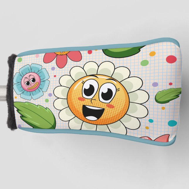 Nahtloses Hintergrunddesign mit bunten Blume Golf Headcover (Vorderseite)