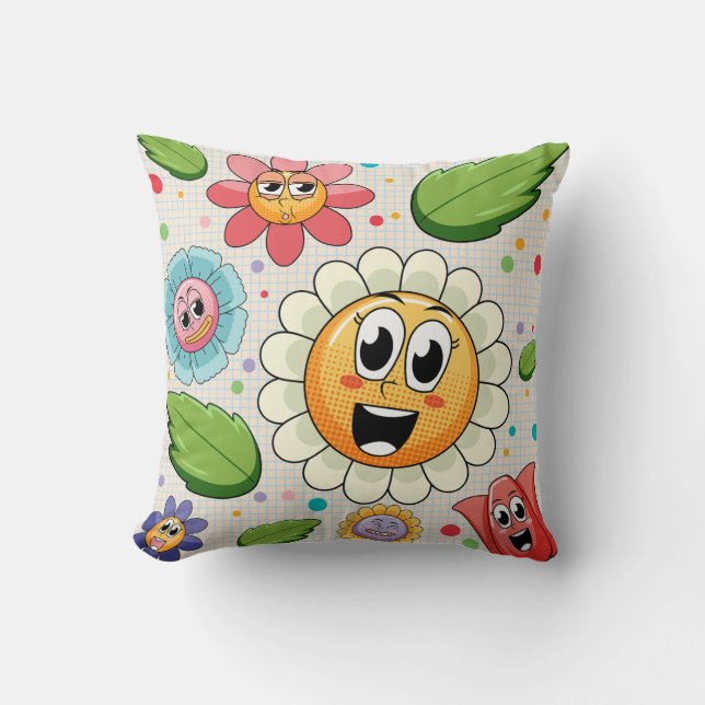 Nahtloses Hintergrunddesign mit bunten Blume Kissen (Vorderseite)