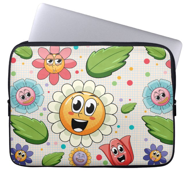 Nahtloses Hintergrunddesign mit bunten Blume Laptopschutzhülle (Vorderseite)