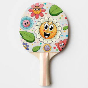 Nahtloses Hintergrunddesign mit bunten Blume Tischtennis Schläger