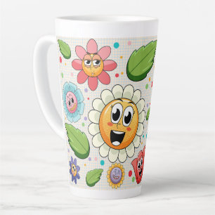 Nahtloses Hintergrunddesign mit farbenfrohen Blume Milchtasse