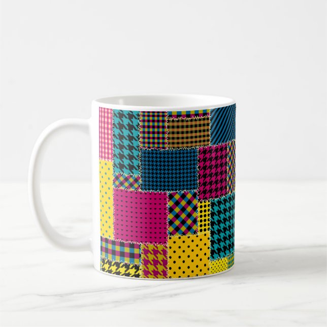 Nahtloses Hintergrundmuster. Geometrisches Patchwo Kaffeetasse (Links)