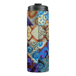 Nahtloses Hintergrundmuster. Mosaikkunstmuster Thermosbecher
