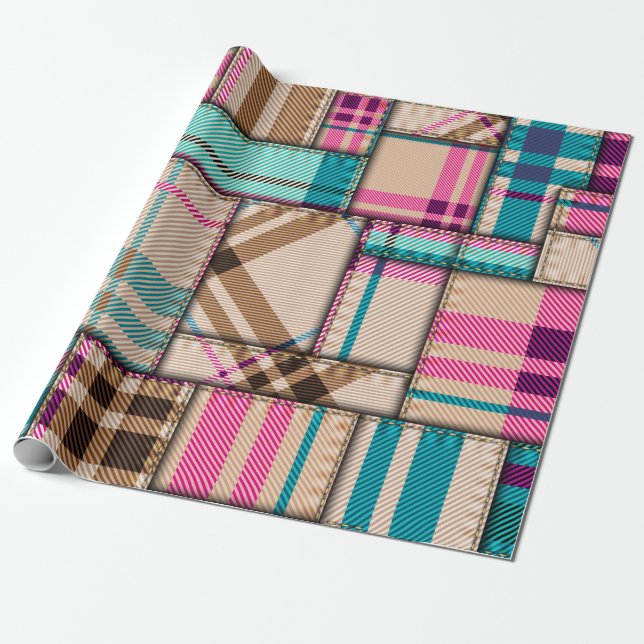 Nahtloses Hintergrundmuster. Patchwork-Muster mit Geschenkpapier (Ungerollt)