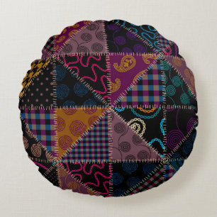 Nahtloses Hintergrundmuster. Patchwork-Muster. Vi Rundes Kissen