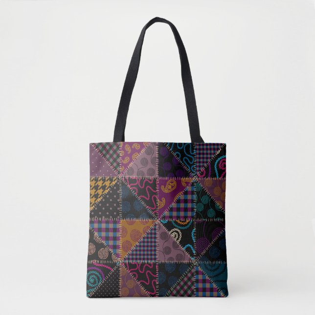 Nahtloses Hintergrundmuster. Patchwork-Muster. Vi Tasche (Vorderseite)