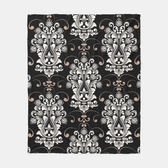 Nahtloses hübsches Damastmuster Fleecedecke (Vorderseite)