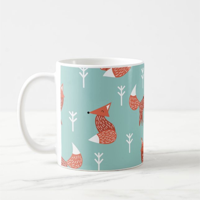 Nahtloses Illustrationsmuster mit süßem orangefarb Kaffeetasse (Links)
