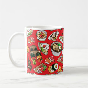 nahtloses japanisches Lebensmittelmuster Kaffeetasse