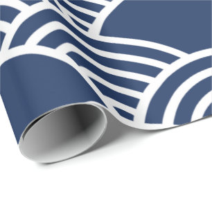 Nahtloses japanisches Wellenmuster mit Marineblau Geschenkpapier