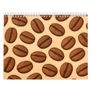 Nahtloses Kaffeebohnen-Muster Warmes braunes Caf Kalender