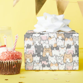 Nahtloses Kawaii Niedlich Cats Muster Geschenkpapier