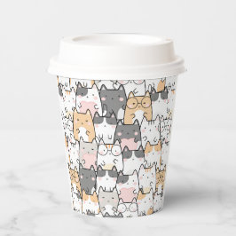 Nahtloses Kawaii Niedlich Cats Muster Pappbecher
