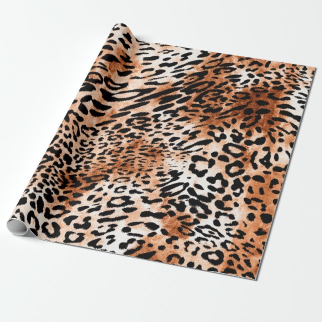 Nahtloses Leopardenmuster, afrikanischer Tierdruck Geschenkpapier (Ungerollt)