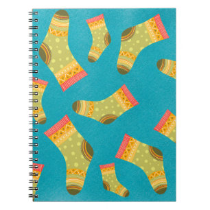 Nahtloses lineares Muster mit Socken. Die Illustra Notizblock