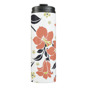 Nahtloses Luxusmuster mit Blumen, Spitzen, Thermosbecher