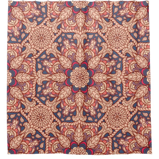Nahtloses Mandala-Muster. Vintages Dekorelement Duschvorhang (Vorderseite)