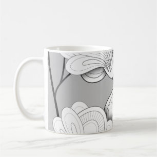 Nahtloses monochromes Blumenmuster. Handgezeichnet Kaffeetasse