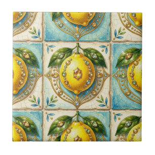 Nahtloses Muster Art Deco Zitronen und Diamanten Fliese
