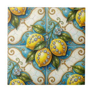 Nahtloses Muster Art Nouveau Zitronen und Diamante Fliese