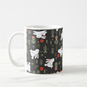 Nahtloses Muster auf dunklem Hintergrund. Niedlich Kaffeetasse