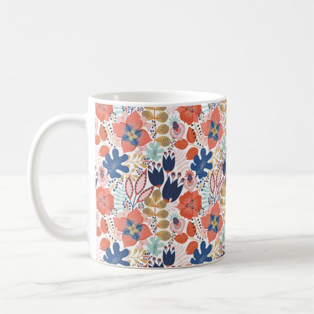 Nahtloses Muster auf weiß. Abstrakte Backgro Kaffeetasse (Links)