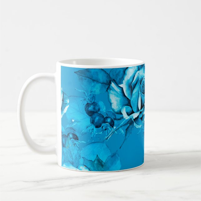 Nahtloses Muster aus Blumen. Wasserfarbene Element Kaffeetasse (Links)