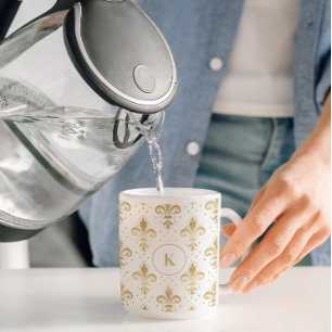 Nahtloses Muster aus Gold und Weiß Kaffeetasse