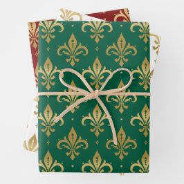 Nahtloses Muster aus Goldfleur Geschenkpapier Set