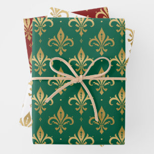 Nahtloses Muster aus Goldfleur Geschenkpapier Set