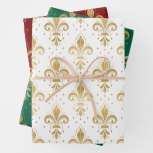 Nahtloses Muster aus Goldfleur Geschenkpapier Set