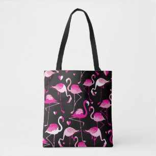 Nahtloses Muster aus rosa Flamingos auf dunklem Ba Tasche