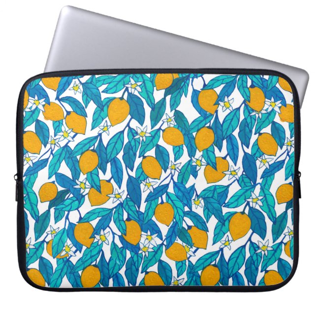 Nahtloses Muster. Blühende Zitrone. Blume Neroli.  Laptopschutzhülle (Vorderseite)