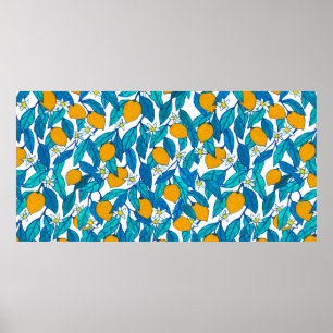 Nahtloses Muster. Blühende Zitrone. Blume Neroli. Poster