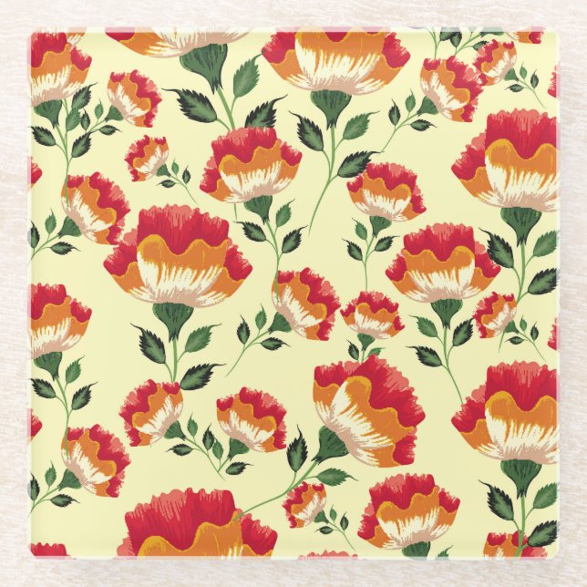 Nahtloses Muster, bunte Blume. Glasuntersetzer (Vorderseite)