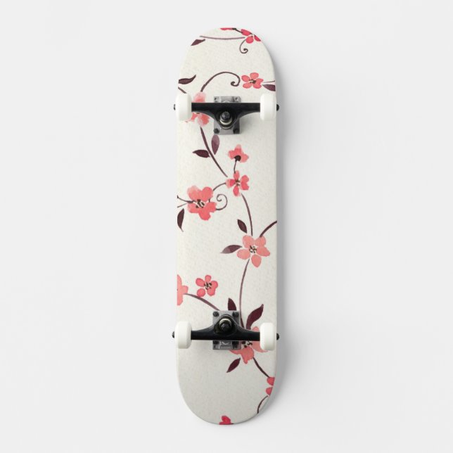 Nahtloses Muster des Aquarells mit angeredetem Skateboard (Vorderseite)