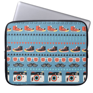 Nahtloses Muster des Retro-Hipsters Laptopschutzhülle