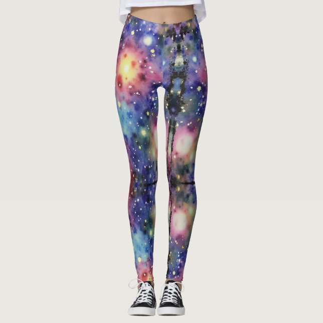 Nahtloses Muster einer Galaxie Leggings (Vorderseite)