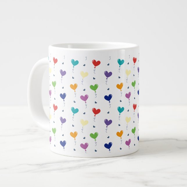 Nahtloses Muster farbenfroher Herzballon Jumbo-Tasse (Vorderseite Links)